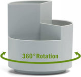 NNEDSZ 360 degree rotating multi-functional pen holder with 3 separate layer for office desk organiser (Grey)