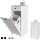 NNEDSZ White Bathroom Cabinet with Laundry Basket and Drawer