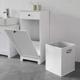 NNEDSZ White Bathroom Cabinet with Laundry Basket and Drawer