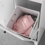 NNEDSZ White Bathroom Cabinet with Laundry Basket and Drawer