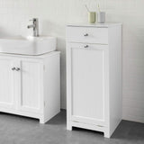 NNEDSZ White Bathroom Cabinet with Laundry Basket and Drawer