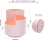 NNEDSZ 360 degree rotating multi-functional pen holder with 3 separate layer for office desk organiser (Pink)