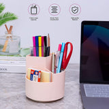 NNEDSZ 360 degree rotating multi-functional pen holder with 3 separate layer for office desk organiser (Pink)