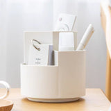 NNEDSZ 360 degree rotating multi-functional pen holder with 3 separate layer for office desk organiser (White)