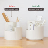 NNEDSZ 360 degree rotating multi-functional pen holder with 3 separate layer for office desk organiser (White)