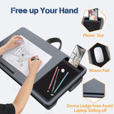 NNEDSZ Portable Laptop Desk with Device Ledge, Mouse Pad and Phone Holder for Home Office (Silver, 40cm)