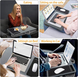 NNEDSZ Portable Laptop Desk with Device Ledge, Mouse Pad and Phone Holder for Home Office (Silver, 40cm)