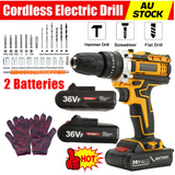 NNEDSZ 36VF BRUSHLESS HEAVY DUTY CORDLESS DRILL IMPACT DRIVER KIT HAMMER +2 BATTERY Box