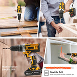 NNEDSZ 36VF BRUSHLESS HEAVY DUTY CORDLESS DRILL IMPACT DRIVER KIT HAMMER +2 BATTERY Box