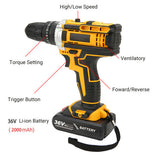 NNEDSZ 36VF BRUSHLESS HEAVY DUTY CORDLESS DRILL IMPACT DRIVER KIT HAMMER +2 BATTERY Box