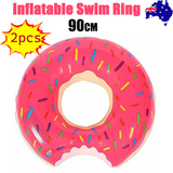 NNEDSZ 2pcs Pink Inflatable Giant Donut Raft Swim Ring Float Swimming Pool Beach Lounge Pink Coff 90CM