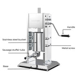 NNEDSZ 3L Manual Vertical Sausage Filler - Stainless Stuffer Meat Press Machine
