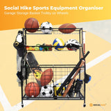NNEDSZ Social Hike Storage Organiser Trolley on Wheels - Garage Sports Equipment Basket