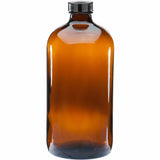 NNEDSZ 20 x 1L Amber Glass Boston Bottles Screw Cap Empty Essential Oil Bulk