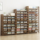 NNEDSZ 6 Tier Tower Bamboo Wooden Shoe Rack Corner Shelf Stand Storage Organizer