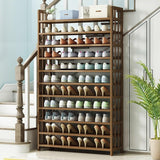 NNEDSZ 6 Tier Tower Bamboo Wooden Shoe Rack Corner Shelf Stand Storage Organizer