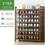 NNEDSZ 8 Tier Tower Bamboo Wooden Shoe Rack Corner Shelf Stand Storage Organizer