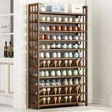 NNEDSZ 10 Tier Tower Bamboo Wooden Shoe Rack Corner Shelf Stand Storage Organizer