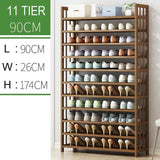 NNEDSZ 11 Tier Tower Bamboo Wooden Shoe Rack Corner Shelf Stand Storage Organizer
