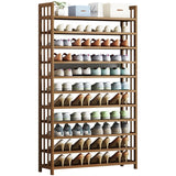 NNEDSZ 11 Tier Tower Bamboo Wooden Shoe Rack Corner Shelf Stand Storage Organizer