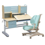 NNEDSZ Height Adjustable Children Kids Ergonomic Study Desk Chair Set 120cm Blue AU