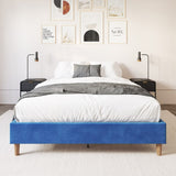 NNEDSZ Velvet Blue Bed Frame – Queen
