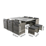 NNEDSZ Bali 11 Piece Outdoor Dining Set-Grey