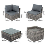 NNEDSZ 8PCS Outdoor Furniture Modular Lounge Sofa Lizard-Grey