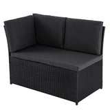 NNEDSZ Ella 8-Seater Modular Outdoor Garden Lounge and Dining Set with Table and Stools in Black