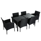 NNEDSZ Outdoor Minimalist Black Wicker 6-Seater Dining Set