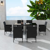 NNEDSZ Outdoor Minimalist Black Wicker 6-Seater Dining Set
