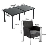 NNEDSZ Outdoor Minimalist Black Wicker 6-Seater Dining Set