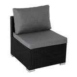 NNEDSZ 7PC Outdoor Wicker Loveseat Setting with Storage Corner (Black)
