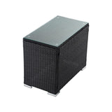 NNEDSZ 7PC Outdoor Wicker Loveseat Setting with Storage Corner (Black)