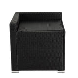 NNEDSZ 7PC Outdoor Wicker Loveseat Setting with Storage Corner (Black)