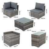 NNEDSZ 7PC Outdoor Wicker Loveseat Setting with Storage Corner (Black)