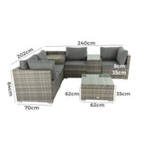 NNEDSZ 7PC Outdoor Wicker Lounge with Storage Corner (Grey)