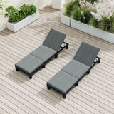 NNEDSZ Black Rattan Sunbed with Adjustable Recline