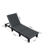 NNEDSZ Black Rattan Sunbed with Adjustable Recline
