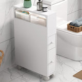 NNEDSZ Removable Bathroom Side Cabinet Toilet Caddy with Storage Drawers- White