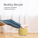 NNEDSZ 2X Fabric Ottoman Round Wooden Leg Foot Stool - Mustard Yellow