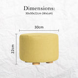 NNEDSZ 2X Fabric Ottoman Round Wooden Leg Foot Stool - Mustard Yellow