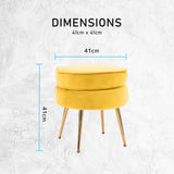 NNEDSZ Ottoman Foot Stool Velvet Fabric Metal Leg Round YELLOW