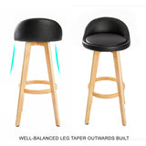 NNEDSZ 4X Wooden Bar Stool Dining Chair Leather LEILA 72cm BLACK