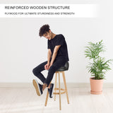 NNEDSZ 4X Wooden Bar Stool Dining Chair Leather LEILA 72cm BLACK