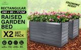 NNEDSZ 2X 2-in-1 Raised Garden Bed Galvanised Steel Planter 240 x 80 x 77cm GREY