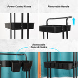NNEDSZ Trolley Cart Storage Utility Rack Shelf Organiser Swivel Kitchen 3 Tier BLACK