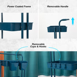 NNEDSZ Trolley Cart Storage Utility Rack Shelf Organiser Swivel Kitchen 3 Tier BLUE