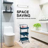 NNEDSZ Trolley Cart Storage Utility Rack Shelf Organiser Swivel Kitchen 3 Tier BLUE