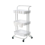 NNEDSZ Trolley Cart Storage Utility Rack Shelf Organiser Swivel Kitchen 3 Tier WHITE